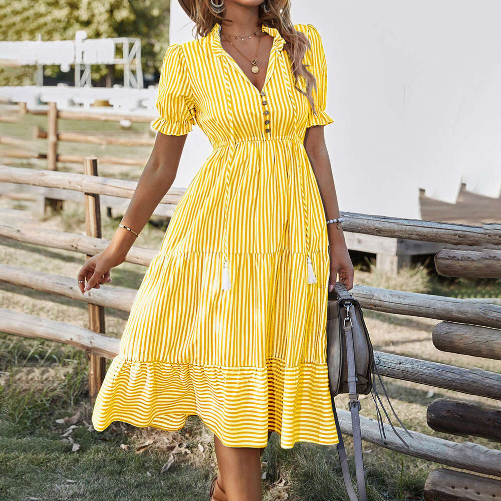 European and American women's summer striped dress temperament style 2025 new casual fashion trend clothing