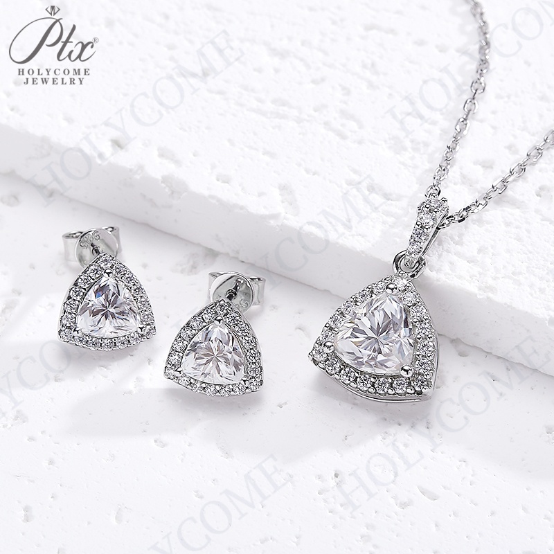Trillion Cut Stud Earrings S925 Sterling Silver Gemstone Jewelry Set Moissanite Halo Elegant Gems Ear Stud Women Fashion Earring