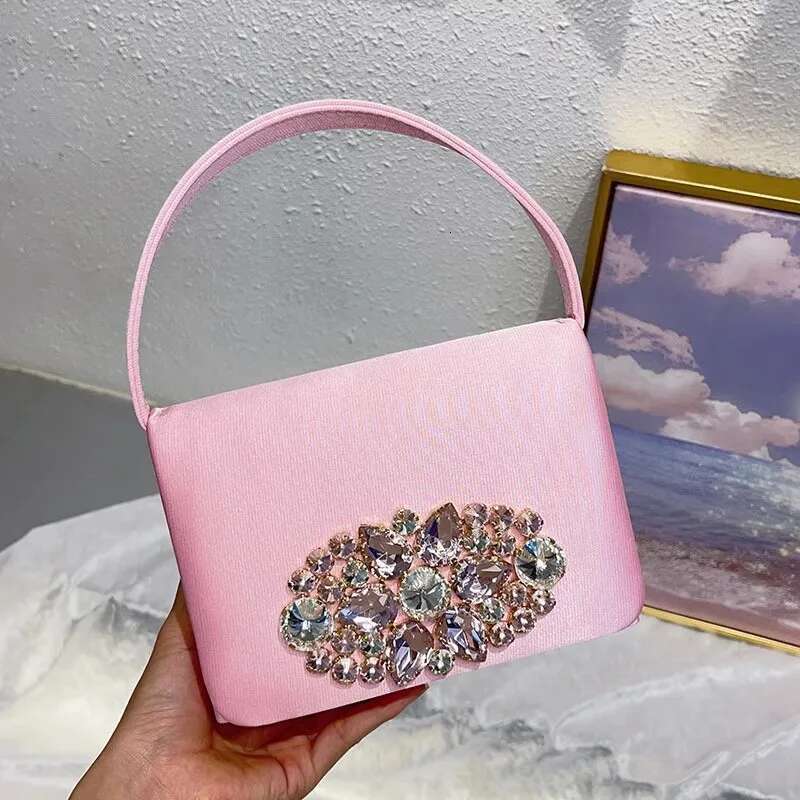 New Fashion Women's Handbag Satin Square Crystal Shiny Dias Evening Bag Glitter Clutch Purse For Wedding Party