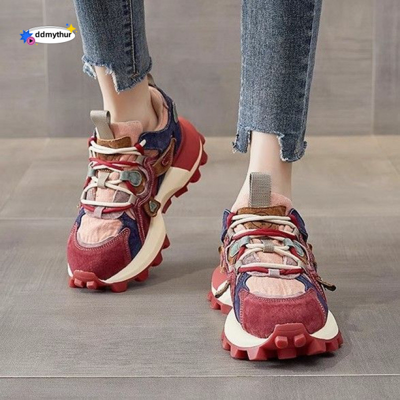 Women's 2025 soft soled stylish running shoes, color blocked internet famous sports and leisure dad shoes ddmythur