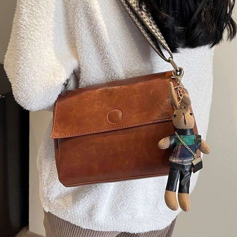 genuine leather 2025 new fashionable and versatile high-end broadband small square bag single shoulder crossbody bag