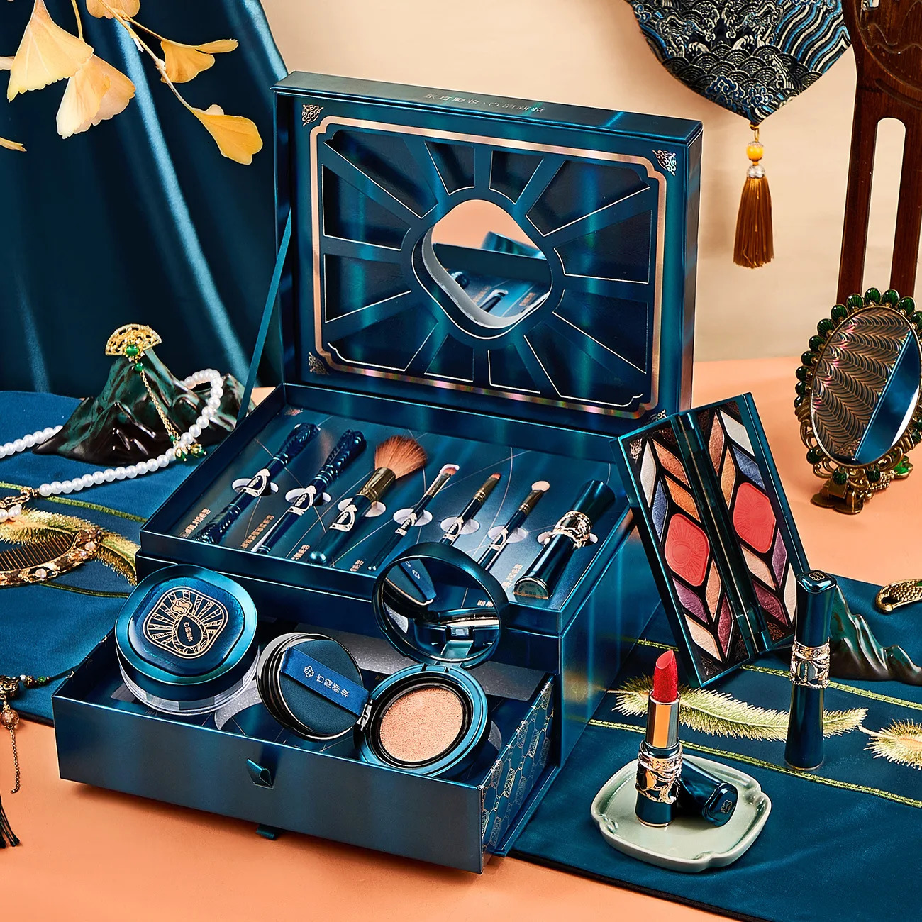 12pcs Makeup Cosmetic Set Lipstick Eye Shadow Mascara Gift Box Face Powder Air Cushion BB Cream Eyeliner Makeup Cosmetic 250512