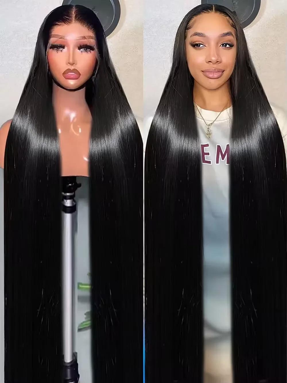 40 46 Inch 220 Density Full Frontal Wig For Black Women Wigs Human Hair Wigs 13x4 HD Bone Straight Transparent Lace Front Wigs Synthetic Front wigs