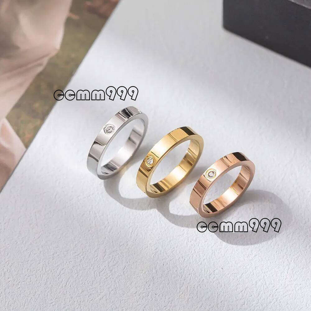 Love Rings Designer Women Men Ring Couple Jewelry Band Titanium Steel With Dias Casual Fashion Street Classic Gold Sier Rose Optional 4 /5 / 6Mm Size 5-12