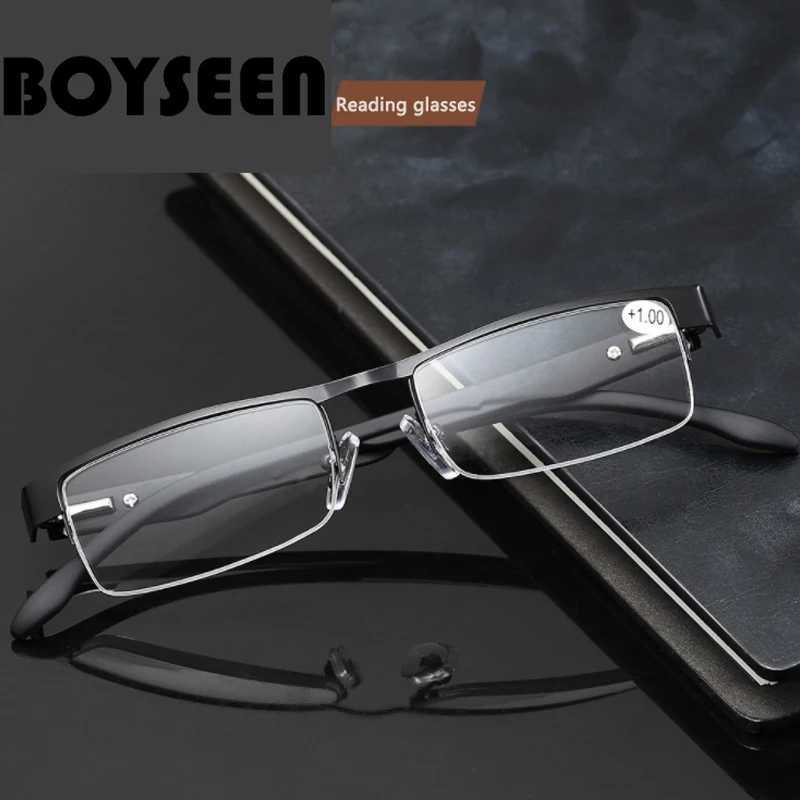 High Quality Men Titanium Alloy Eyeglasses Non Spherical 12 Layer Coated Lenses Reading Glasses+1.0 +1.5 +2.0 +2.5 +3.0 +3.5+4.0 W250513