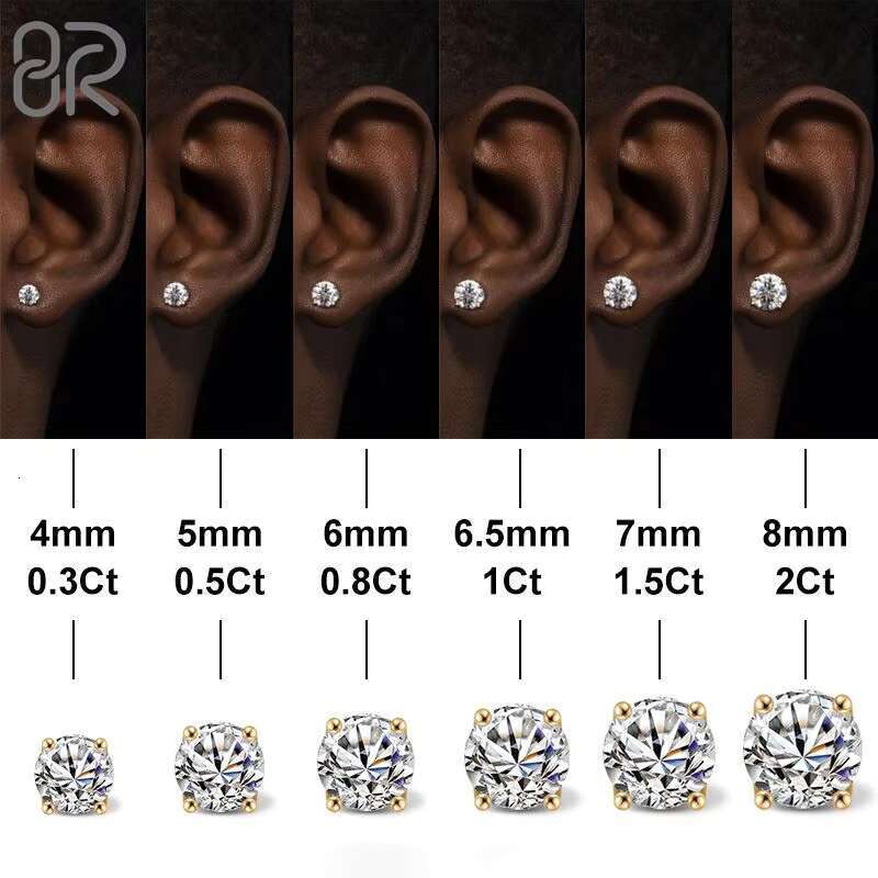 9MM Stud Earrings VVS Diamond Moissanite Hot Sale Bling Iced Out Thick 925 Silver for Women Fine Wholesale Jewelry