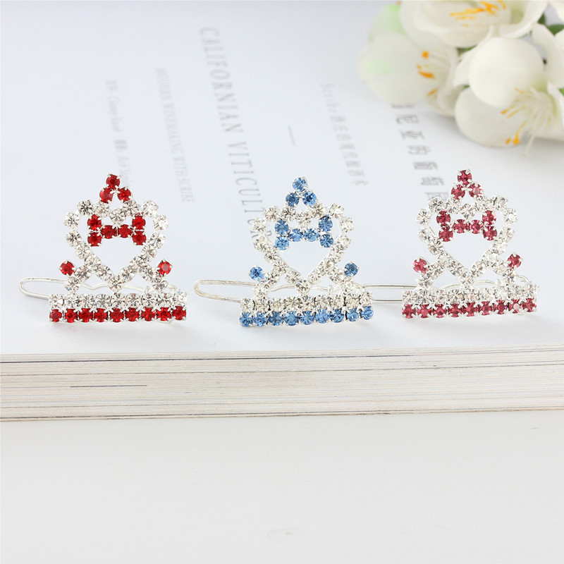 3 Pcs Dog Tiara Crown Hair Clips for Small Dogs Costume Crystal Rhinestone Girls Puppies Barrette Grooming Hair Accessories, Photography Hair Accessor