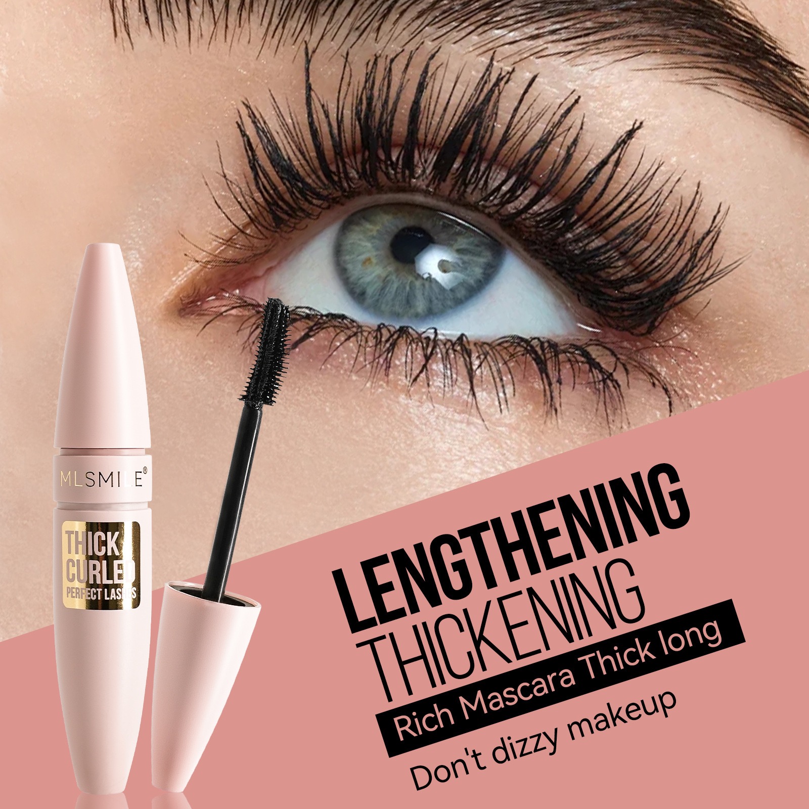 MLSMILE High pigmentation Mascara 5 colors Voluptuous Volume Intense Lash-lifting Waterproof mascara Length Feathery No Clumping No Flaking No Smudgin