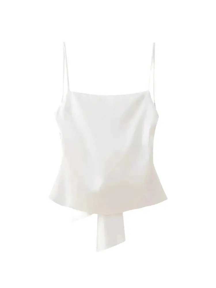 TRZA-Womens Tank Tops with Tied Back Straight Neck Adjustable Thin Straps Female Camis Sexy Fashion M250513