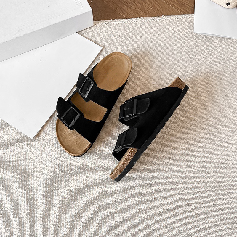 Kidmi New hot Double Button Cork Suede Mens Outdoor Beach Skating Sandals Z250401