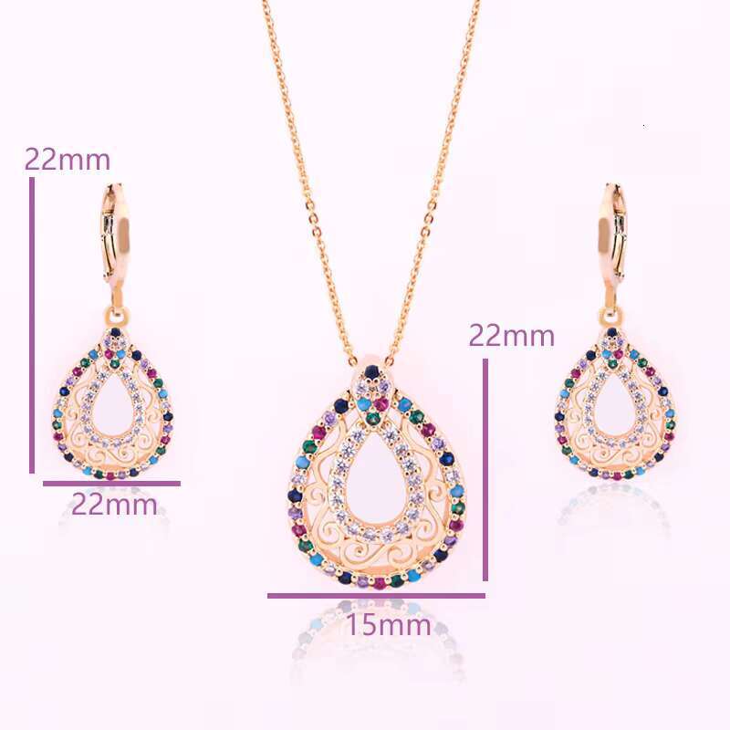 Fashionable round colored zircon women's necklace, personalized and creative exquisite pendant accessories, hip-hop style three piece set