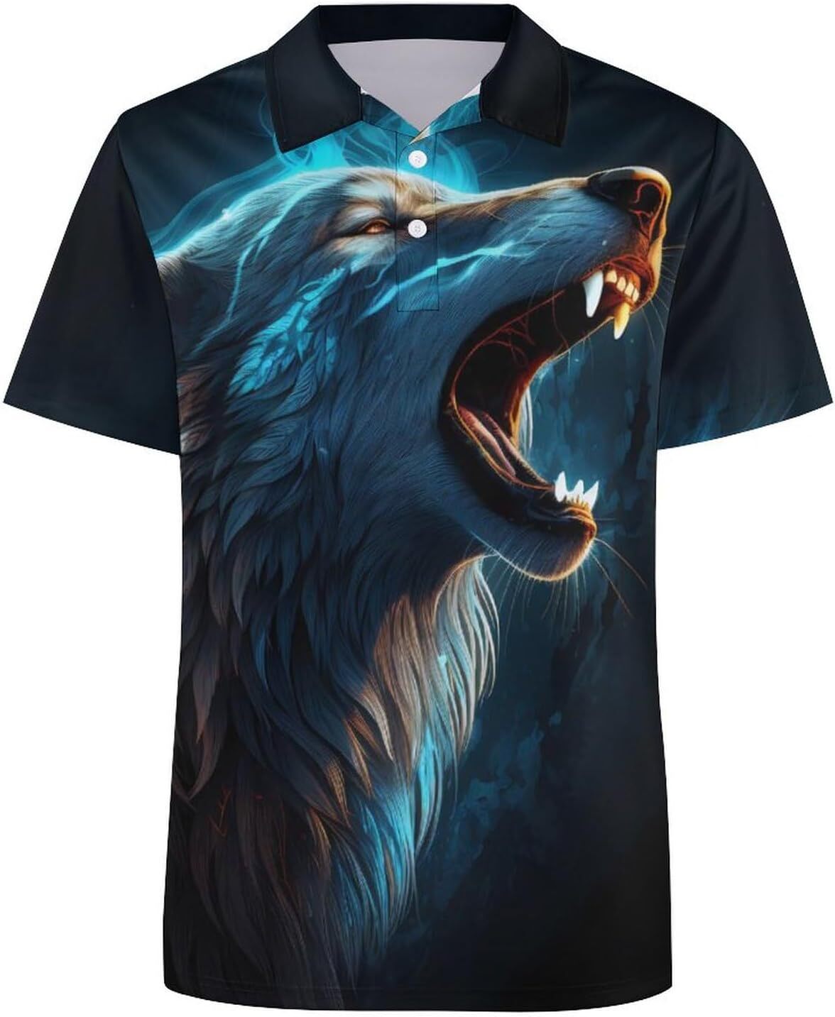 Mens Polo shirt Howling Wolf Men's Short Sleeve Polo Shirt Casual Golf Summer Tee Tops Polos shirts