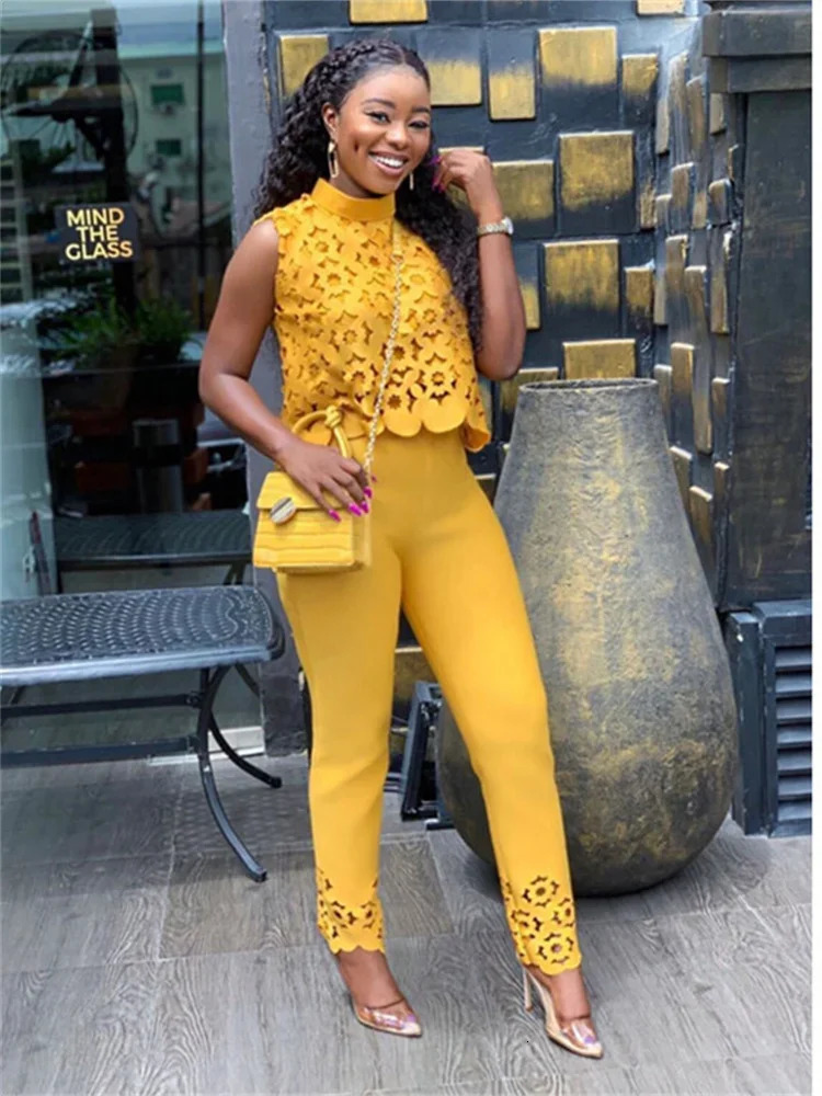 Wmstar Womens twopiece set plus size summer fashion sleeveless casual suit solid color holiday pants office streetwear 250506
