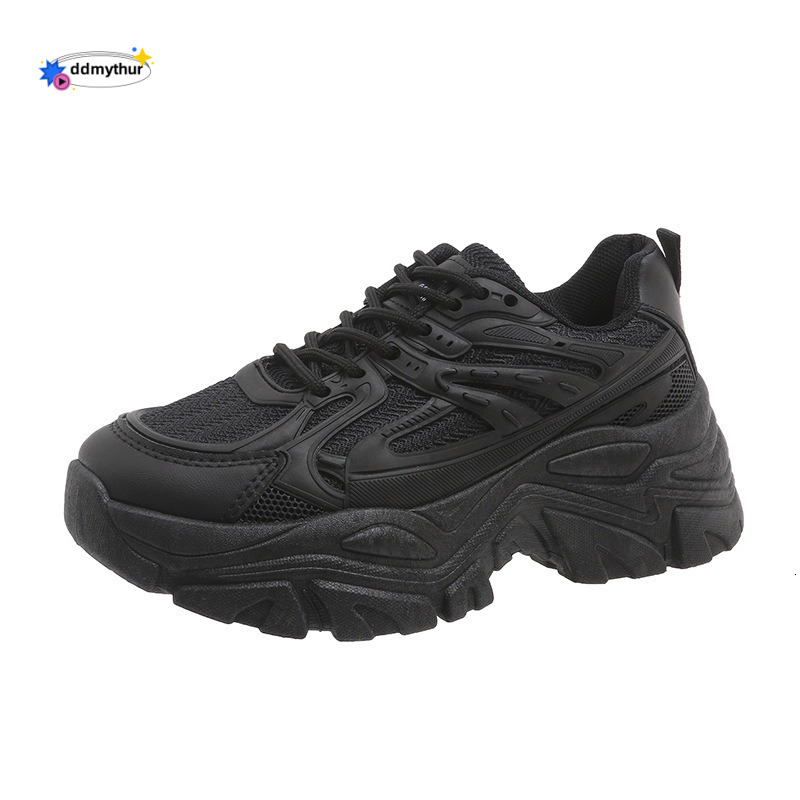 2025 New Short Dad Women's Summer Breathable Sports Mesh Thick soled Fashionable Casual White Shoes ddmythur
