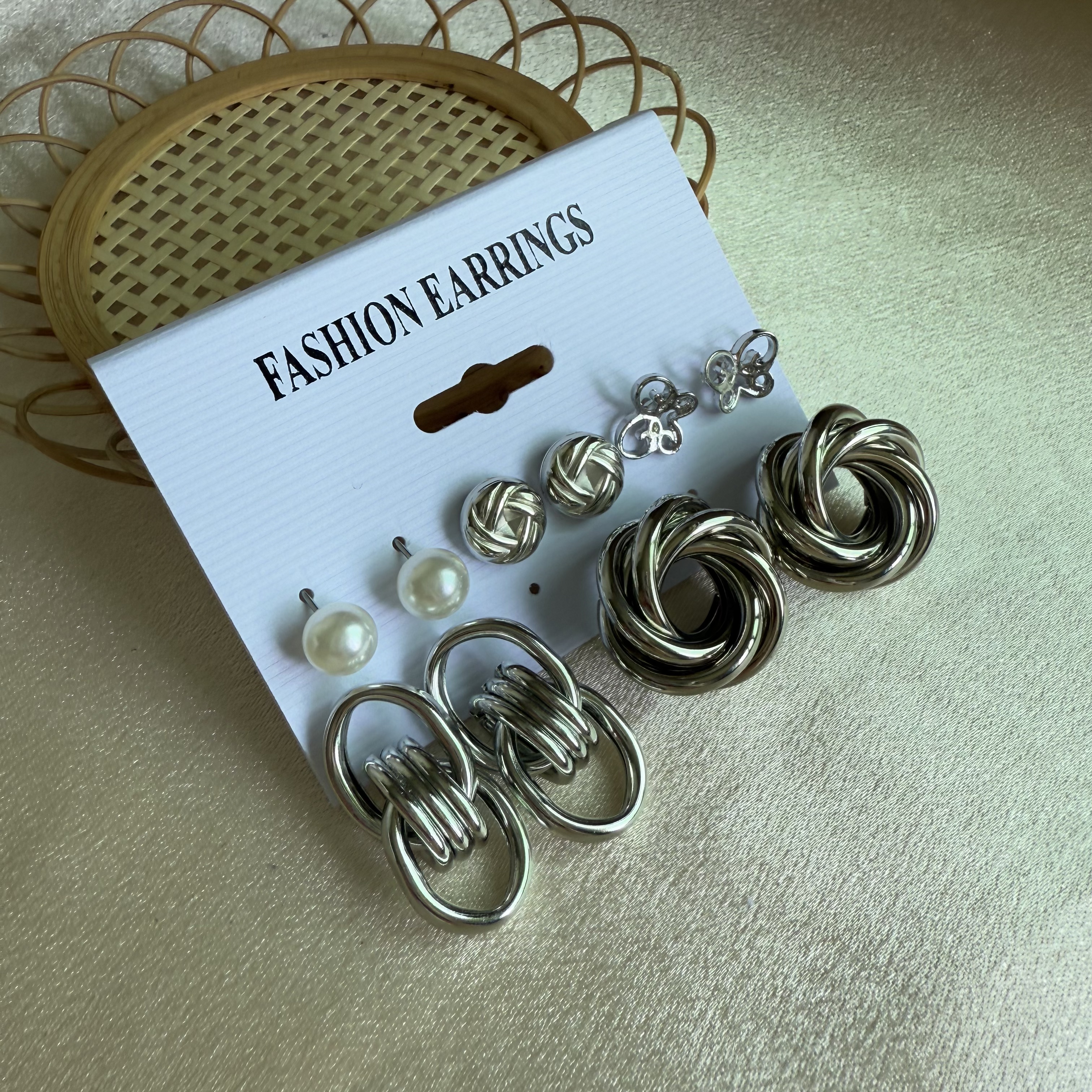 Chic Metallic Inlayed Butterflies & Spun Beads Earrings
