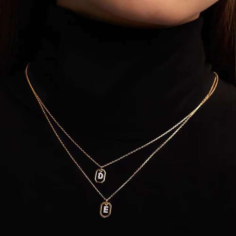 Gold plated cubic zirconia jewelry, pure sier first letter pendant necklace