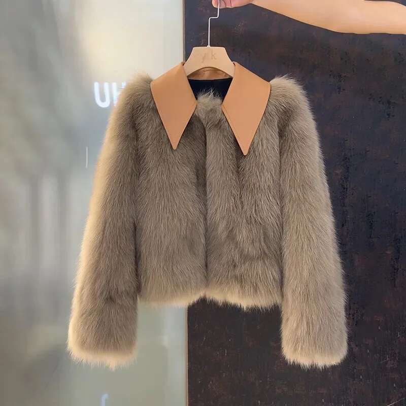 Skin Hair One Body Korean Temperament Autumn And Winter New Ladies Jacket Fashion Slim Fur Small Fragrance Short Coat Woman