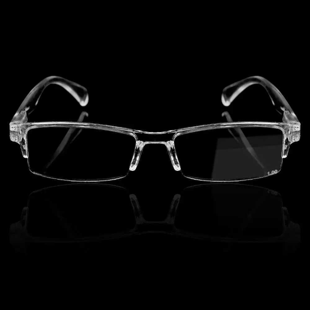 Vintage Transparent Silver Resin Lens Plastic Resin Lens Frame Flat Mirror Eyewear Presbyopic Glasses Reading Glasses W250513