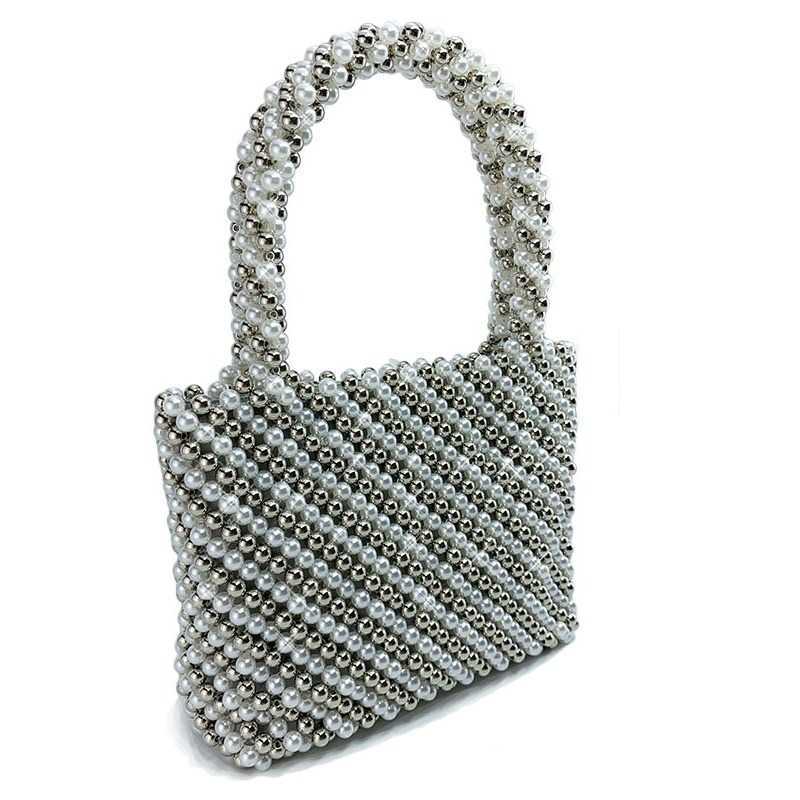 Pearl bead dinner gown diagonal cross single room bag
