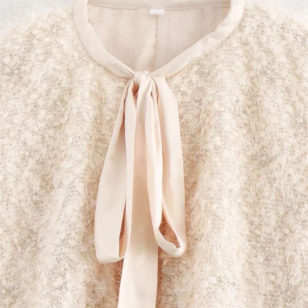 ZAR4 Summer New Women's European and American Style Original Customized Fabric Beaded Ragged Edge Coat