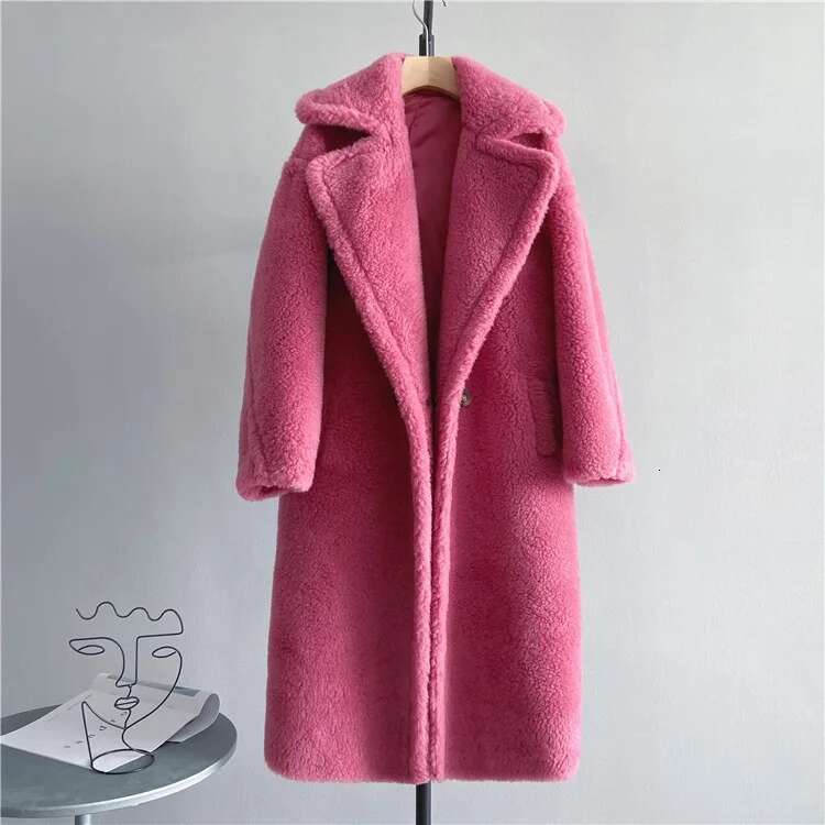 Winter Jacket Women Long Coat Wool Woven Fabric Thick Warm Outerwear Oversize Fashion Streetwear Teddy Bear Coats