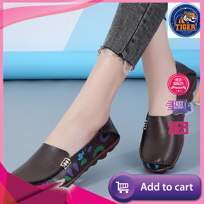 Ddmytiger New Printed Bean Flat And Casual Nursing Low Cut Toe Mother S Shoes Plus Size Women For All Seasons Outdoor Shoes