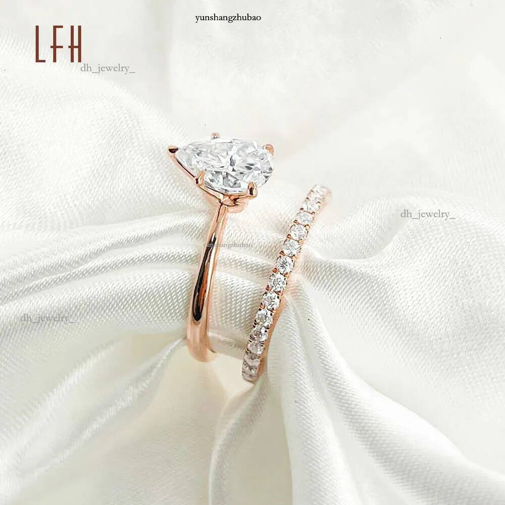 Round Custom Moissanite Rings Women Real Rose Wedding Solid Ring Gold for Couples