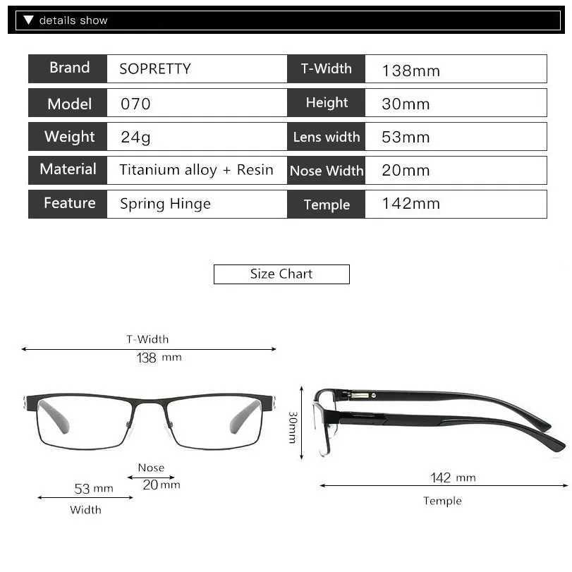 High Quality Titanium Alloy Reading Glasses for Men with Number Womens 12 Layer Coated Folding Eyeglasses Book (BlackGun) W250513