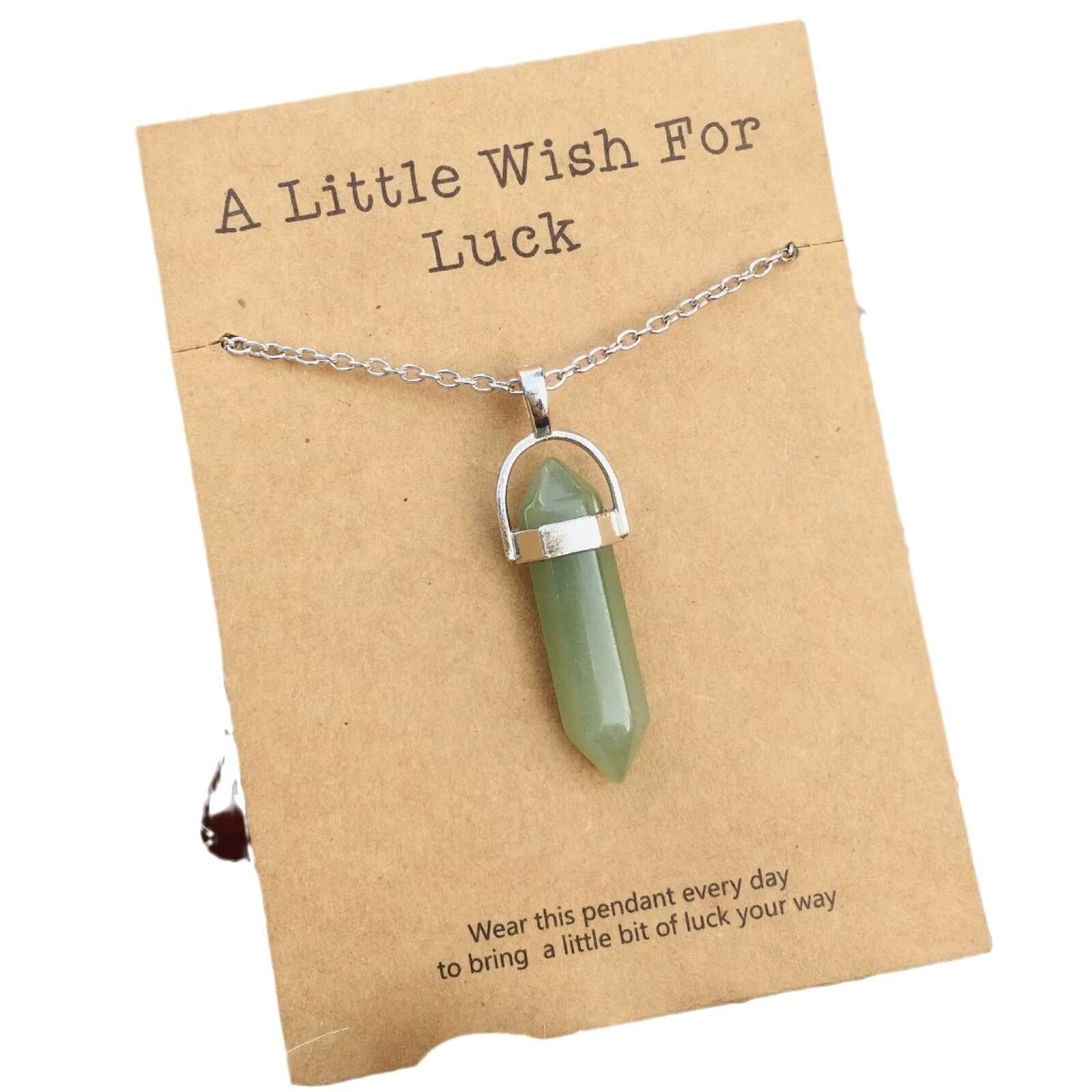 Fashionable amethyst style chain buckle necklace, card, natural stone hexagonal pen pendant, fashionable pendant necklace