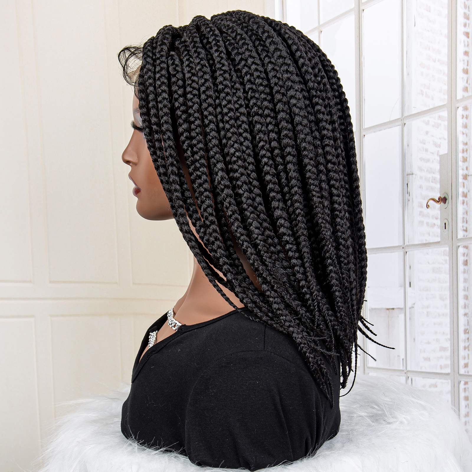 14 Inch Knotless Box Twist Braided Wigs Full Lace Braided Lace Wig for Women Natural Lace Front Braided Wigs with Baby Hair