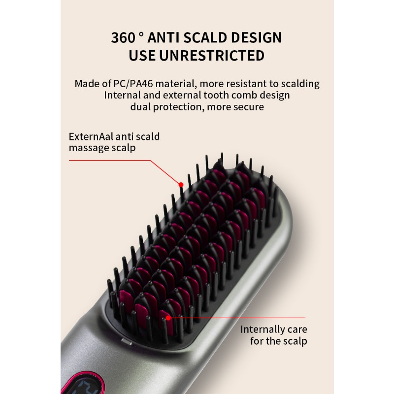 RechargeableAnti ScaldFast Heating Mini Straight Hair CombSuitable for Outdoor Station Wagons