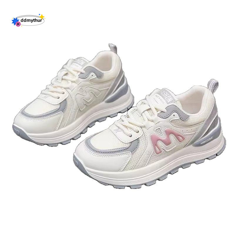 Forrest Gump Women's 2025 New Spring White Versatile Breathable Mesh Thick Bottom Casual Sports Dad Shoes ddmythur