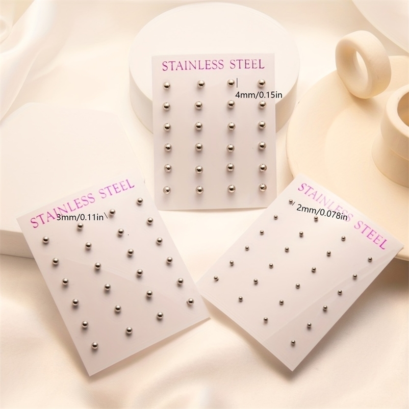 12 Pairs/Set Unisex Minimalist Stainless Steel Tiny Round Ball Glossy Stud Earring Cartilage Stud Ear Jewelry For Daily Wearing 250512