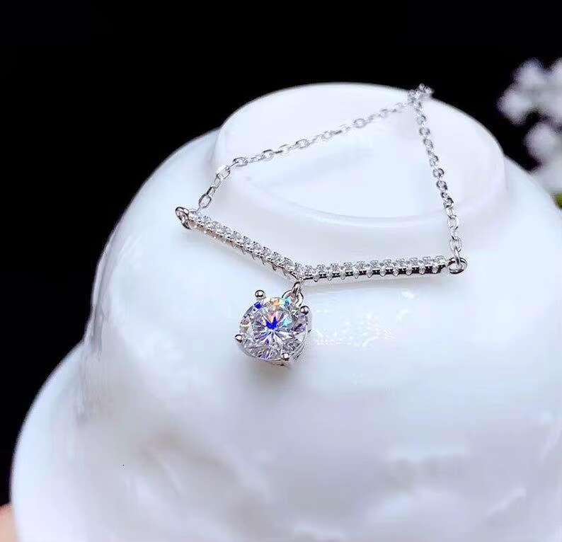 2.00tcw round cut silica pendant necklace, pure sier gift necklace