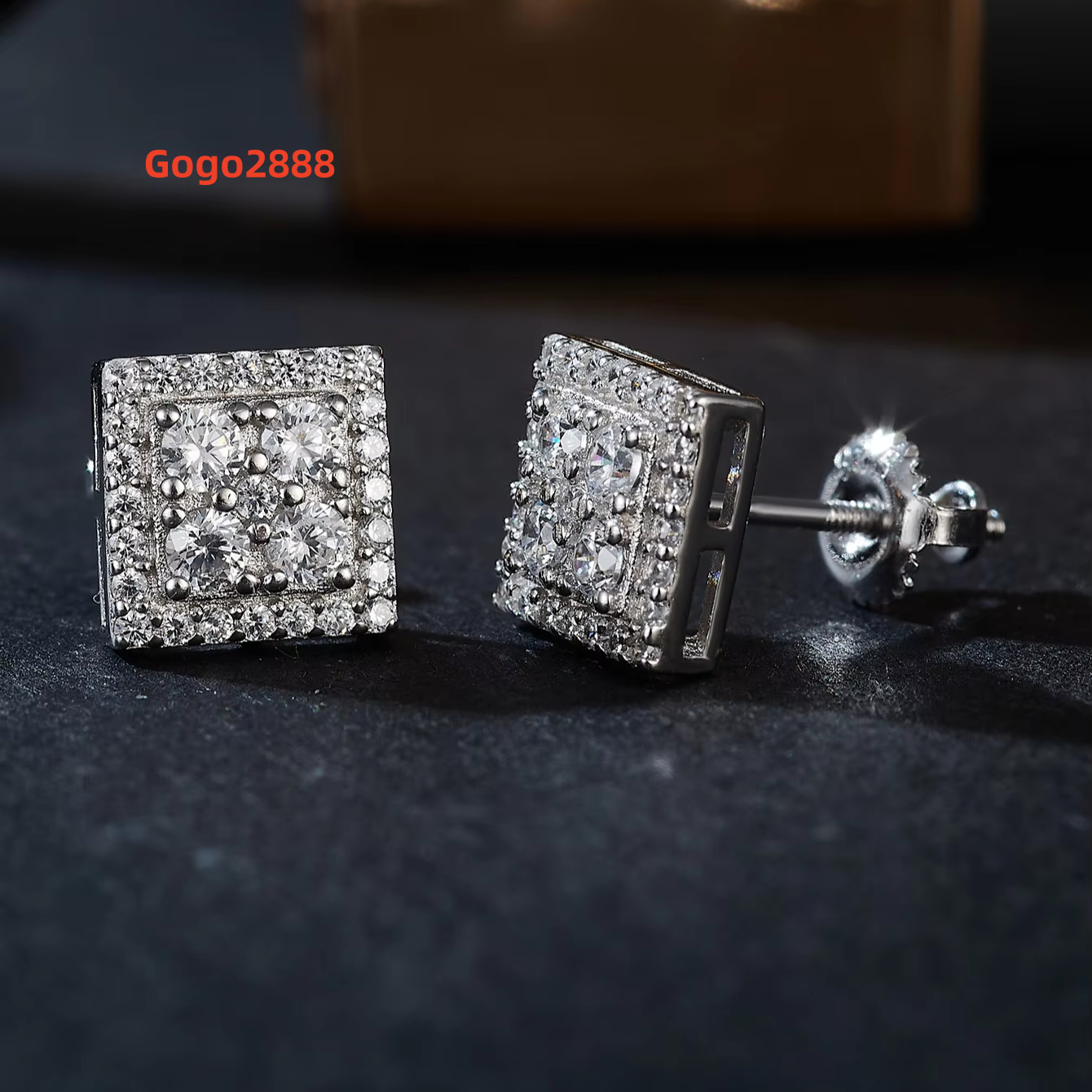 VVS GRA Certificate Moissanite Diamonds 925 Silver White Gold Plated Stud Earrings Iced Out Screw Back