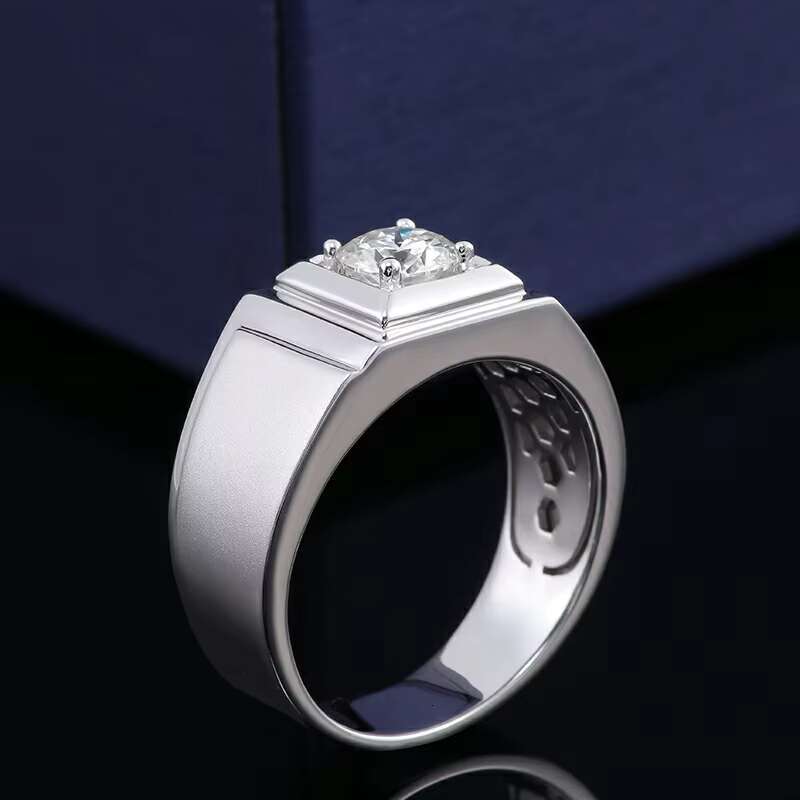 Luxury 925 Sterling Silver Moissanite Diamond Rings 1ct round VVS D Color Wedding Engagement Gift