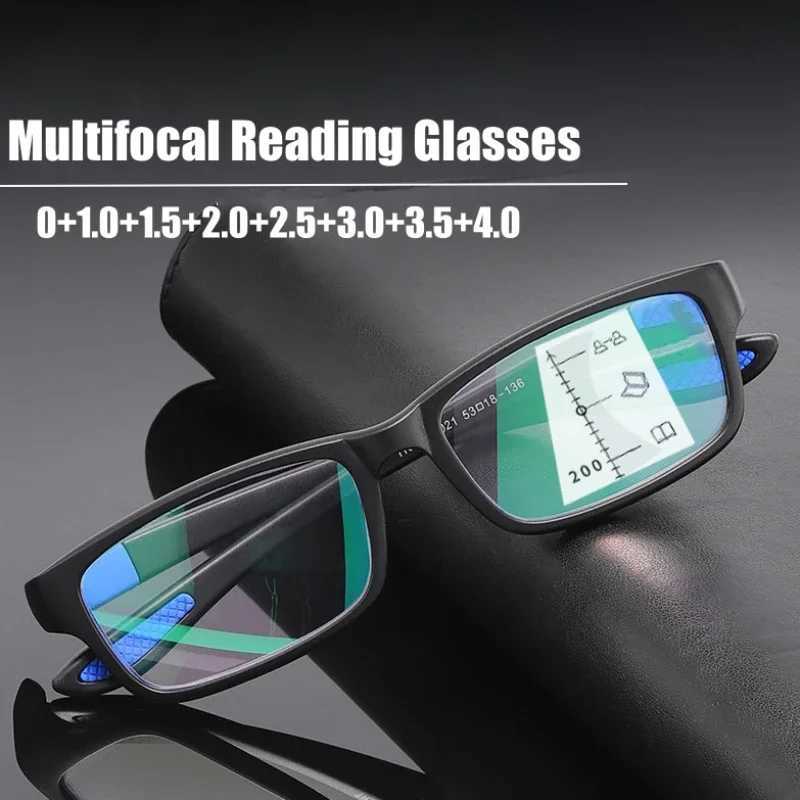 Mens Vintage Ultralight Multifocal Glasses Unisex Women Anti-blue Progressive Reading Glasses Fashion Near Far Eyewear 0 To +4.0 W250513