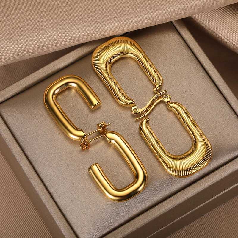 Classic Stainless Steel Women Earrings Trendy Gold Color Small Large Circle Hoop Earing Punk Hip Hop Jewelry Accessories Y250510