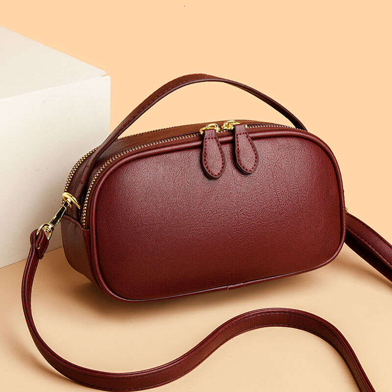 2025 Spring New Cross Shoulder Double Handheld Small Square Soft Leather Casual Women's Bag