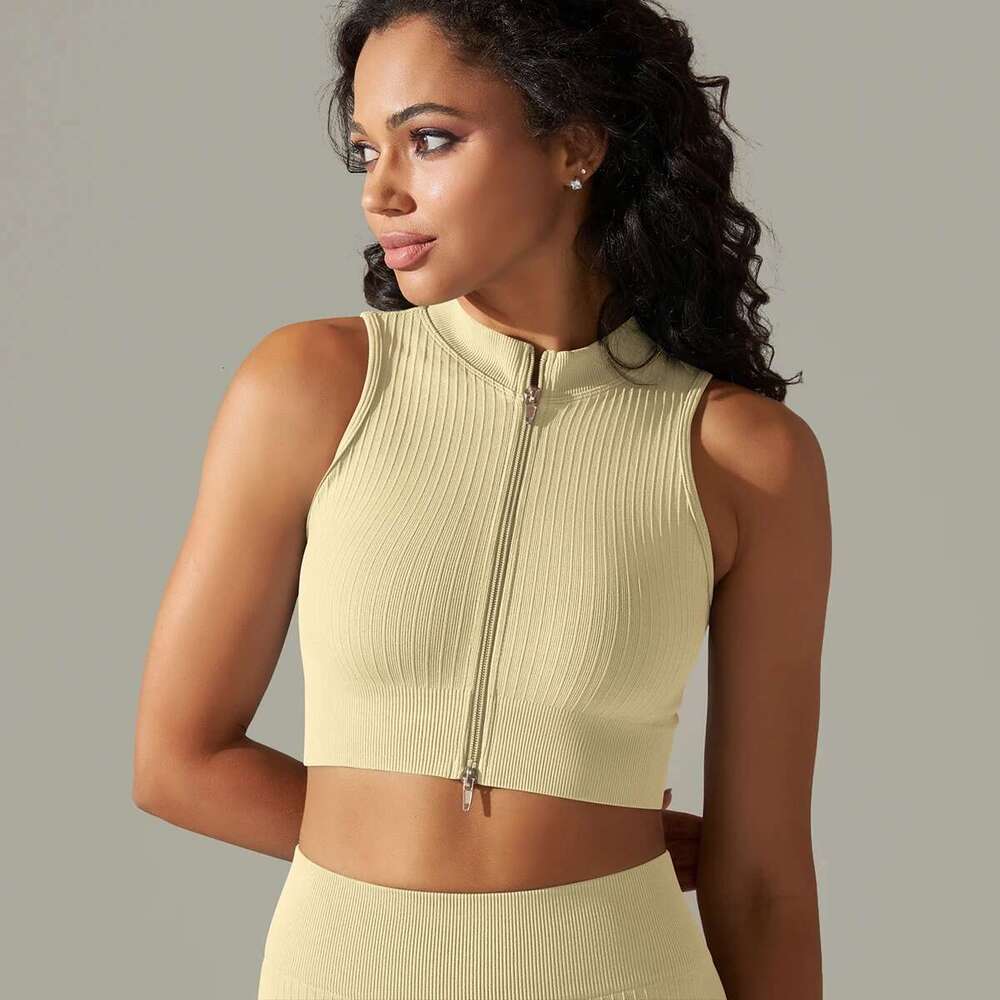 Women Zip Up Sports Bra Yoga Top Sweat Vest Jacket Workout Jackets Sleeveless Running Stretchy Fitted Crop Tops Activew