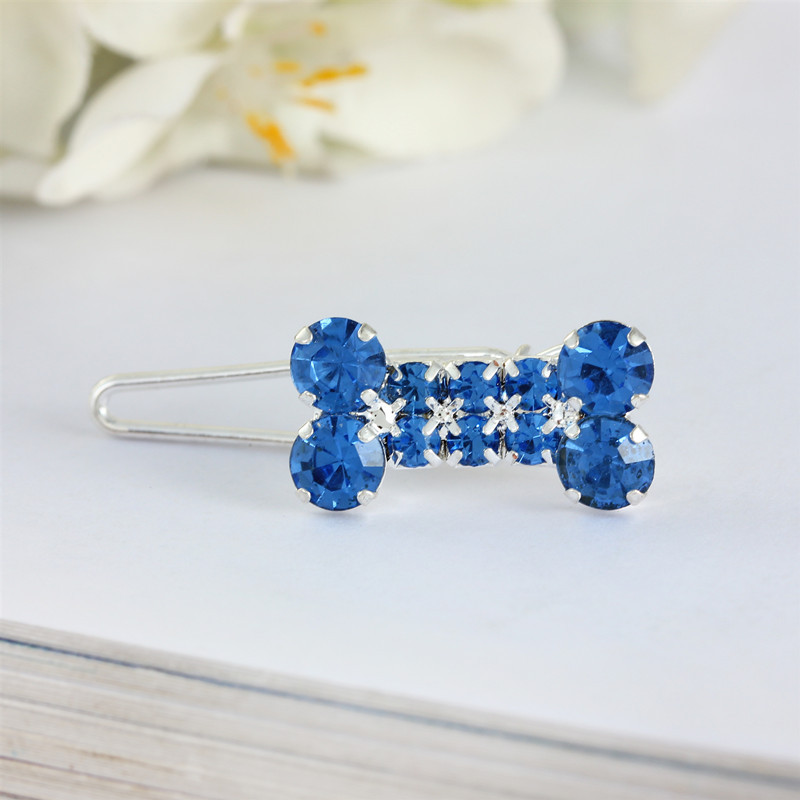 Luxury 4Pcs Diamond Dog Bone Princess Hair Clip, Pet Hair Accessories, Cat and Dog Accessories, Photography Hair Accessories Props, Suitable for Long-