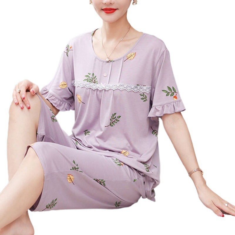 B878-Summer pajamas for women 2025 summer short-sleeved modal cotton thin large size home clothes for women suit