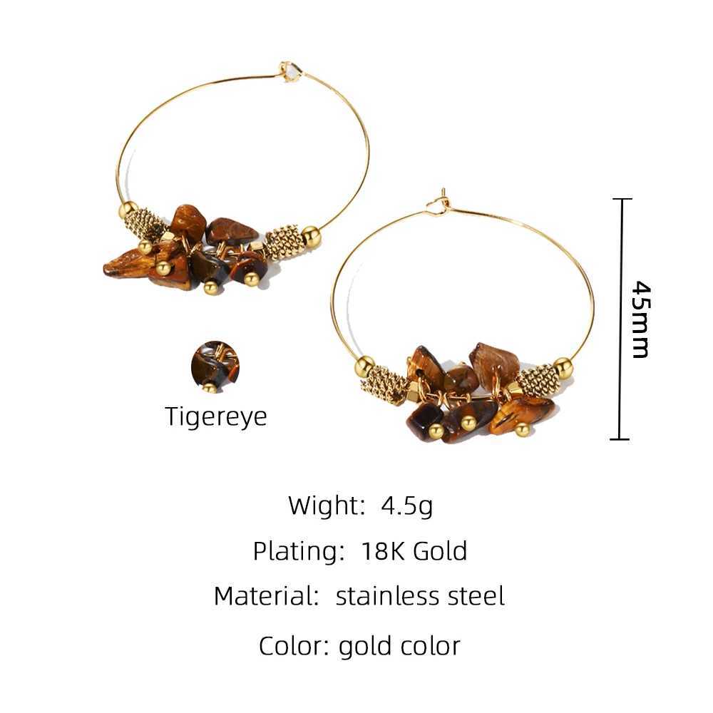 YACHAN 18K Gold Plated Charm Hoop Earrings For Women Stainless Steel Charms Dorp Earring Natural Stone Trendy Jewelry Gift Y250510