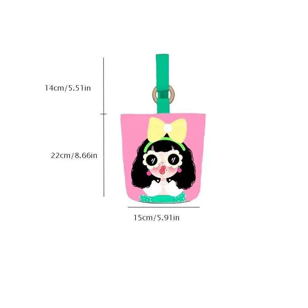 Cartoon Girl Canvas Bucket Korean Style Shoulder Y2k Outing Shopping Women Sweet Cute Handbag Student Lunch Bag