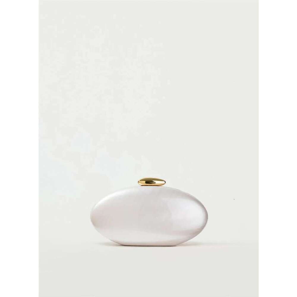 Egg shape Clutch Bag Acrylic women wedding evening party cute ivory pearl color purse handbag summer new