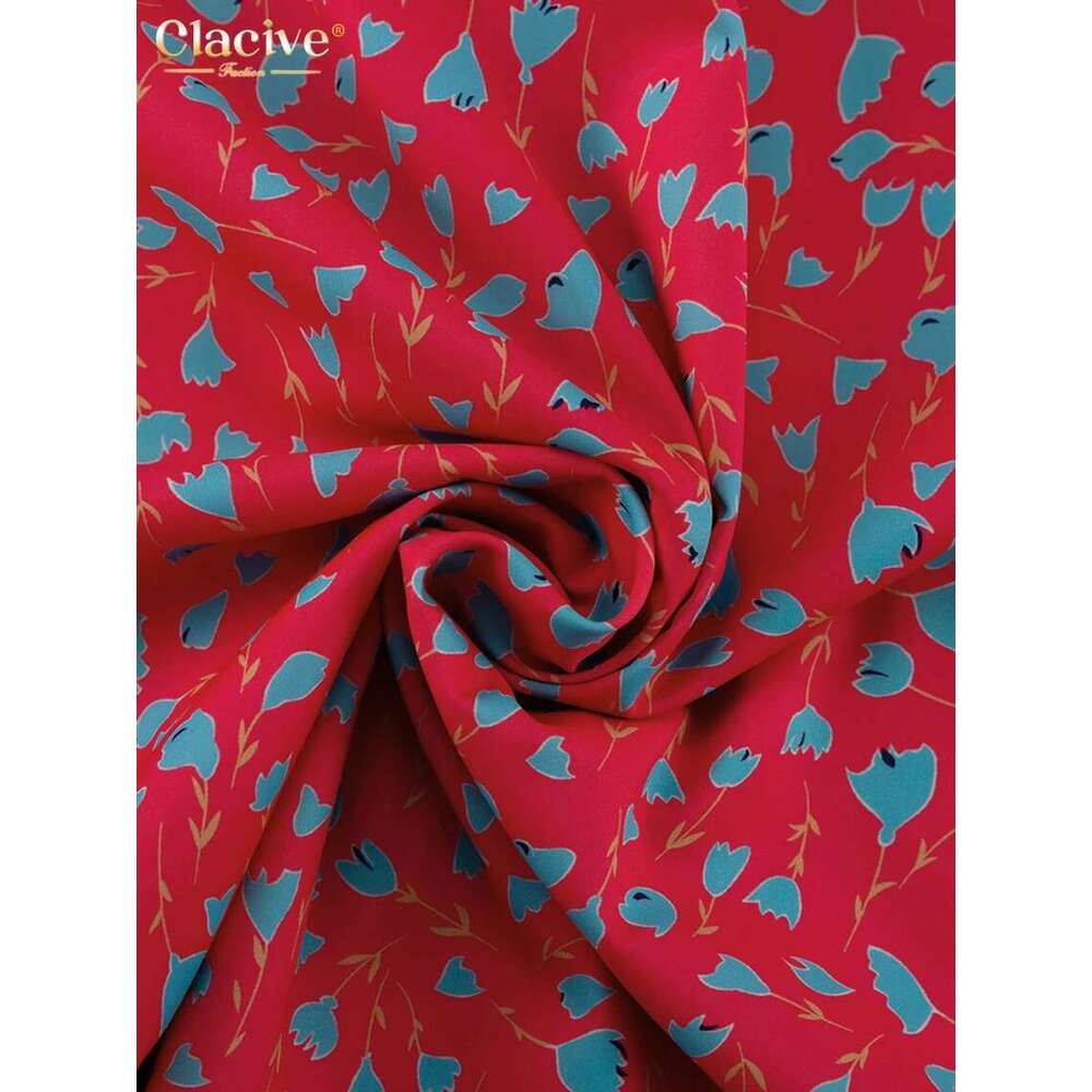 Clacive Summer Loose Print Women's Fashion O-Neck Short Sleeve Mini Dresses Elegant Classic Lace-Up Female Dress