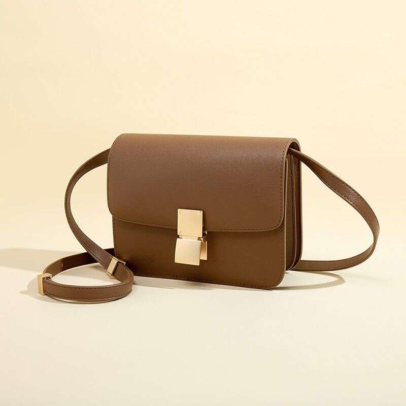 leather with a high-end feel and simple temperament tofu single shoulder crossbody bag, women's box small square bag