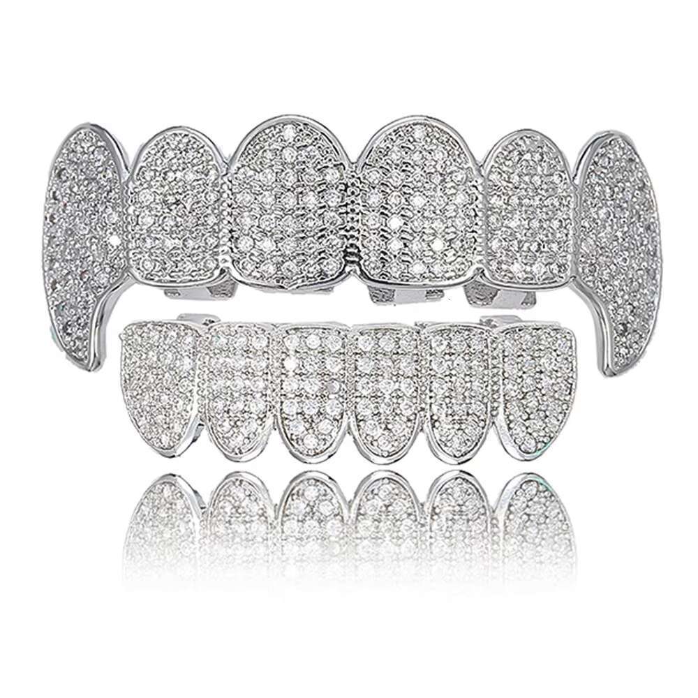 BES Custom Made Personalized 925 Silver VVS D Moissanite Diamond Mens Hip Hop 14k White Gold Plate Grillz Teeth Hip Hop Jewelry