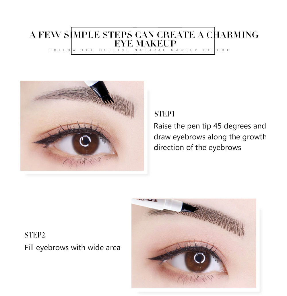 Four-headed Ultra-fine Carving Waterproof Eyebrow Pencil