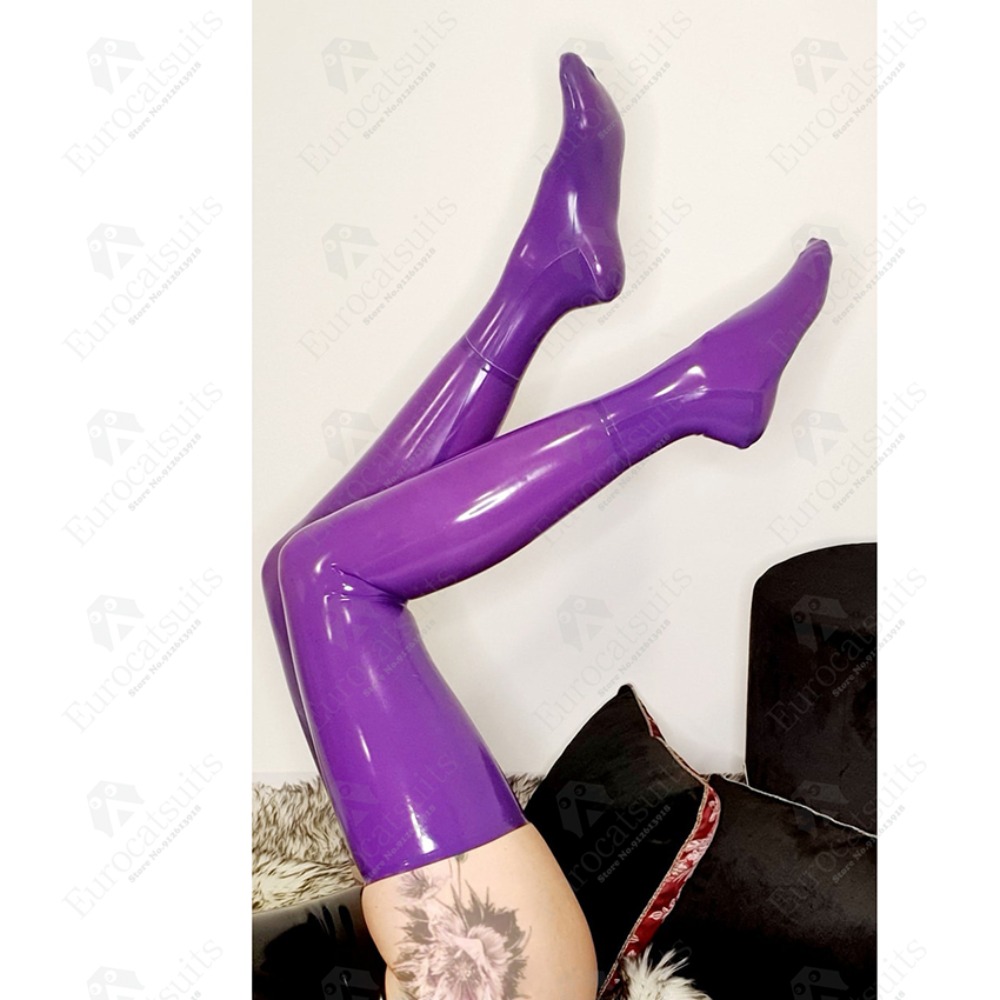 latex stocking women eurocat suits purple latex trousers rubber fetish customised cosplay ladies Skin Tight Latex